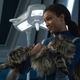 Sonequa Martin-Green with Grudge The Cat on Star Trek: Discovery